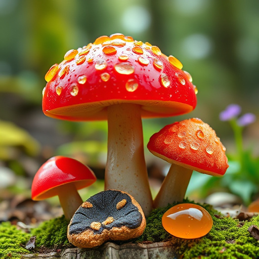 Magic Mushroom Gummies with Nature Background