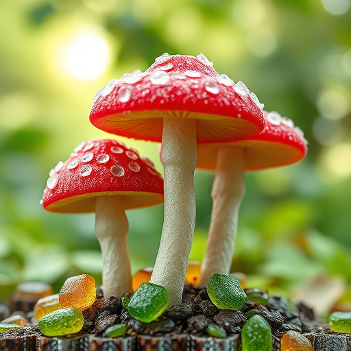 Magic Mushroom Gummies with Nature Background