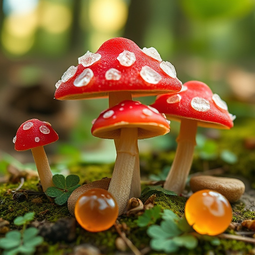 Magic Mushroom Gummies with Nature Background