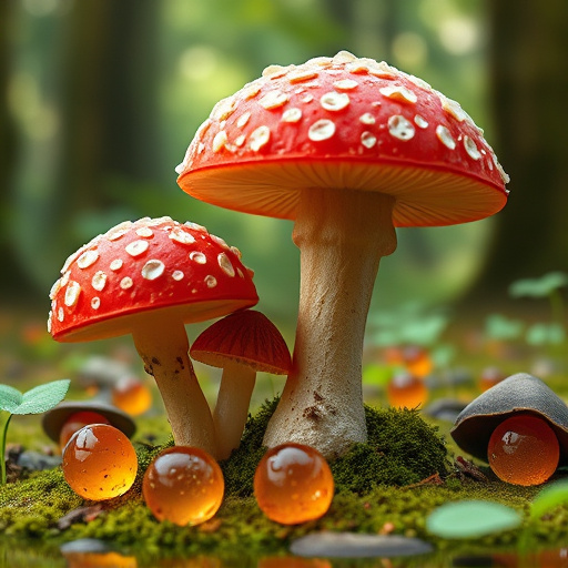 Magic Mushroom Gummies with Nature Background