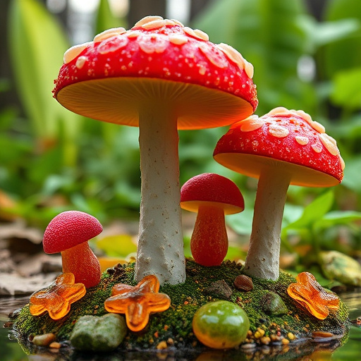 Magic Mushroom Gummies with Nature Background