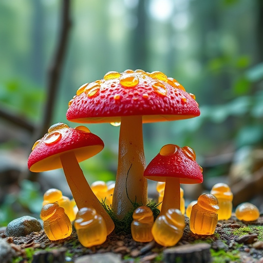 Magic Mushroom Gummies with Nature Background