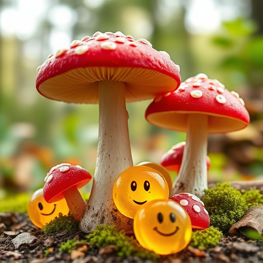 Magic Mushroom Gummies with Nature Background