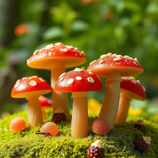 Magic Mushroom Gummies with Nature Background