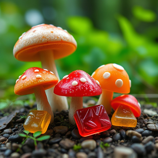 Magic Mushroom Gummies with Nature Background