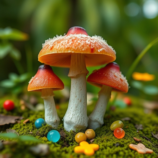 Magic Mushroom Gummies with Nature Background
