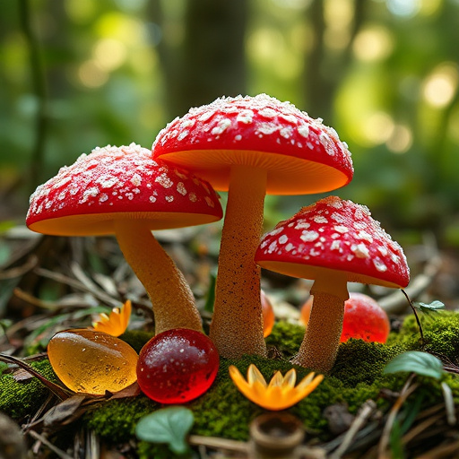 Magic Mushroom Gummies with Nature Background