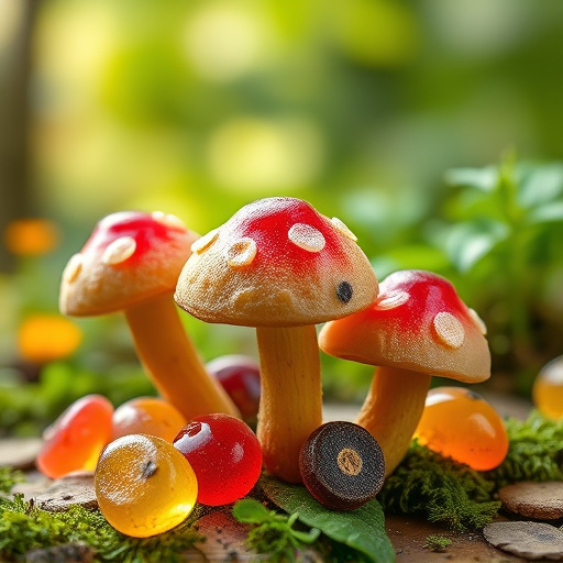 Magic Mushroom Gummies with Nature Background