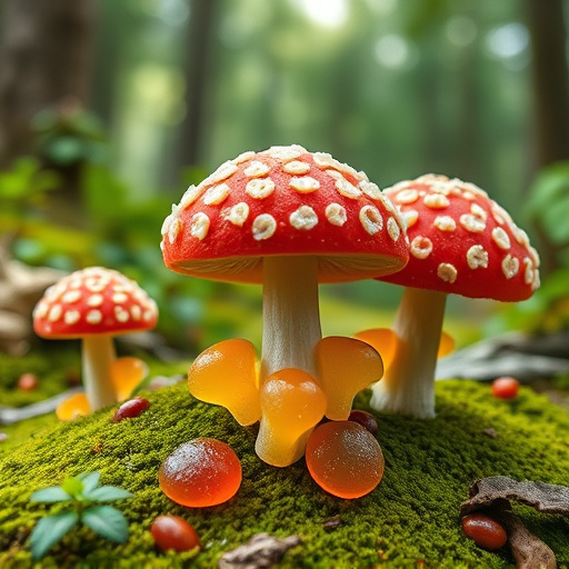 Magic Mushroom Gummies with Nature Background