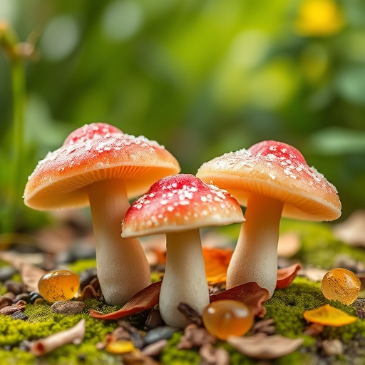 Magic Mushroom Gummies with Nature Background