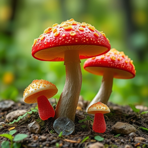 Magic Mushroom Gummies with Nature Background