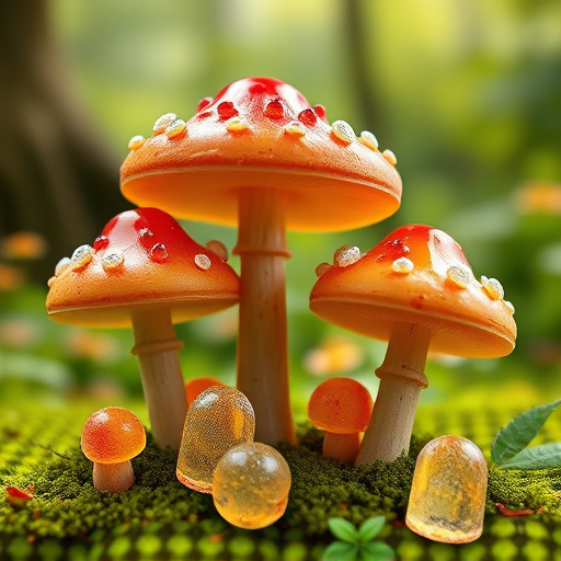 Magic Mushroom Gummies with Nature Background