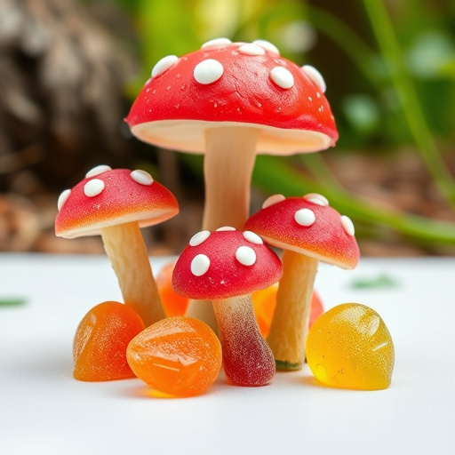 Magic Mushroom Gummies with Nature Background