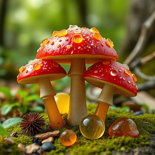 Magic Mushroom Gummies with Nature Background