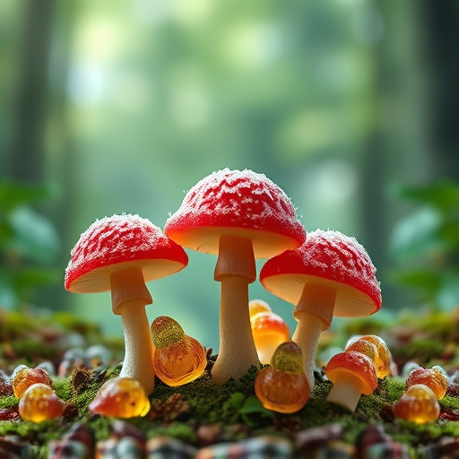 Magic Mushroom Gummies with Nature Background