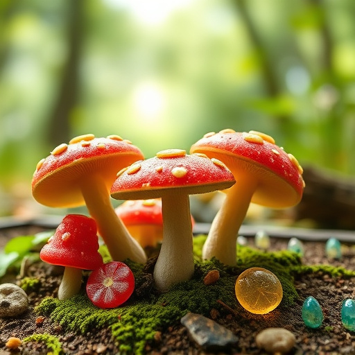 Magic Mushroom Gummies with Nature Background