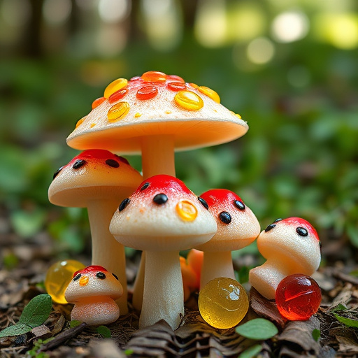 Magic Mushroom Gummies with Nature Background