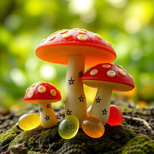 Magic Mushroom Gummies with Nature Background