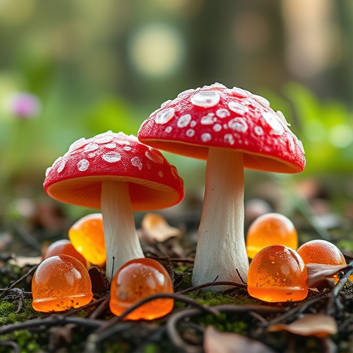 Magic Mushroom Gummies with Nature Background