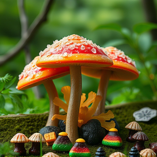 Magic Mushroom Gummies with Nature Background