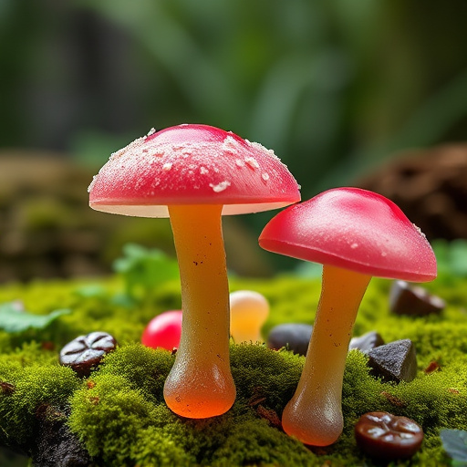 Magic Mushroom Gummies with Nature Background