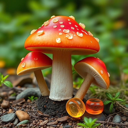 Magic Mushroom Gummies with Nature Background