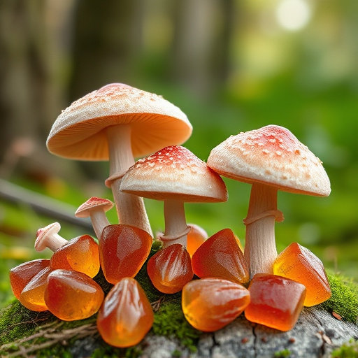 Magic Mushroom Gummies with Nature Background