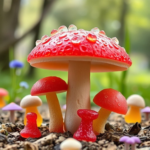 Magic Mushroom Gummies with Nature Background