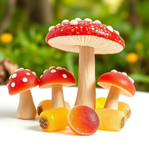 Magic Mushroom Gummies with Nature Background