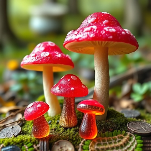 Magic Mushroom Gummies with Nature Background