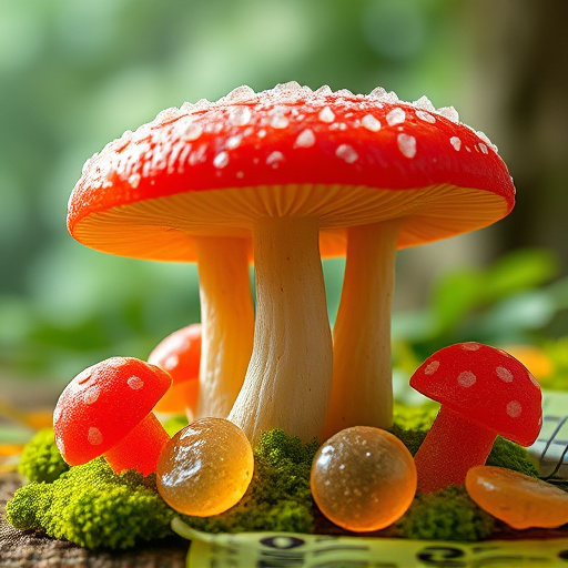 Magic Mushroom Gummies with Nature Background