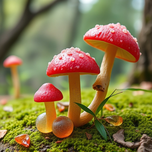 Magic Mushroom Gummies with Nature Background