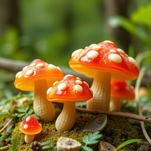 Magic Mushroom Gummies with Nature Background