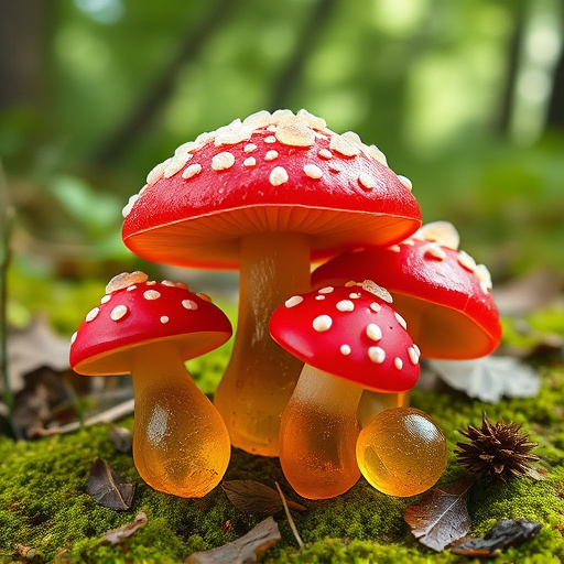 Magic Mushroom Gummies with Nature Background