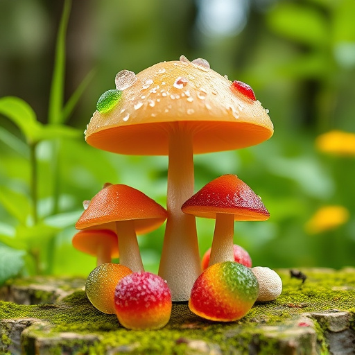 Magic Mushroom Gummies with Nature Background