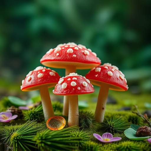 Magic Mushroom Gummies with Nature Background