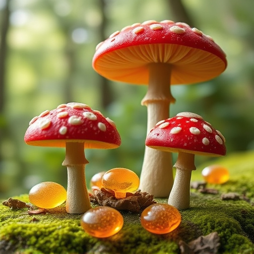 Magic Mushroom Gummies with Nature Background