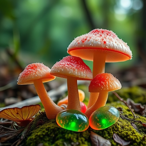 Magic Mushroom Gummies with Nature Background