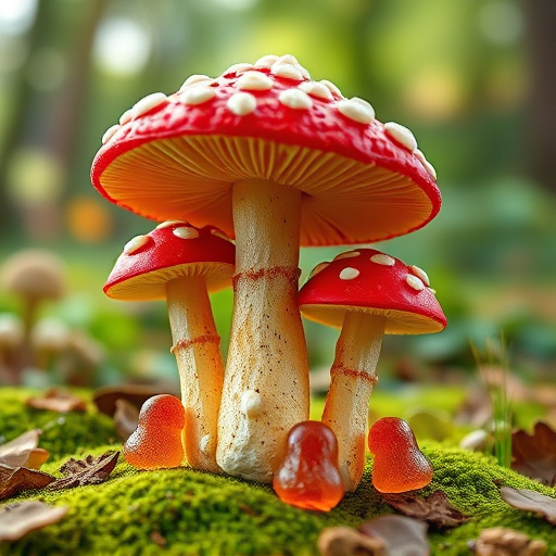 Magic Mushroom Gummies with Nature Background