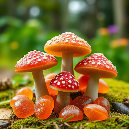 Magic Mushroom Gummies with Nature Background
