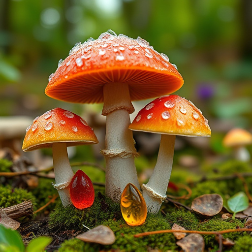 Magic Mushroom Gummies with Nature Background