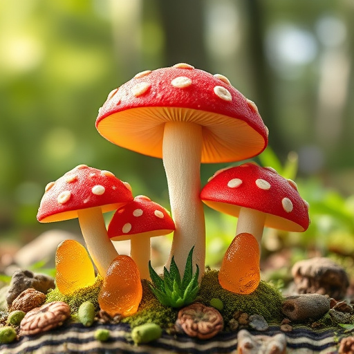 Magic Mushroom Gummies with Nature Background