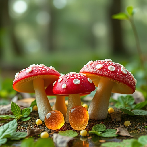 Magic Mushroom Gummies with Nature Background