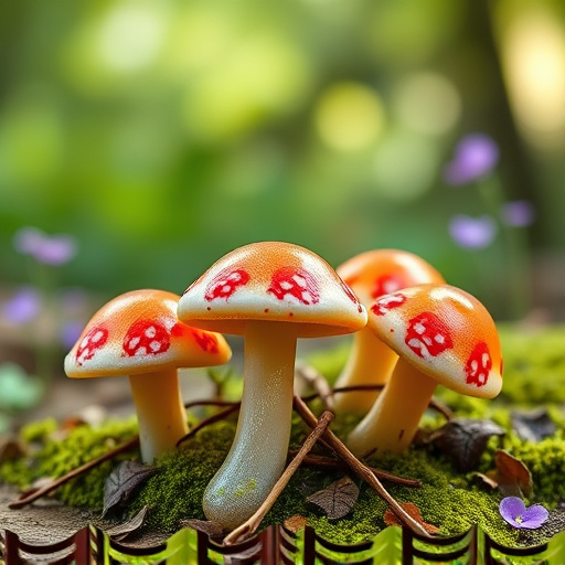 Magic Mushroom Gummies with Nature Background