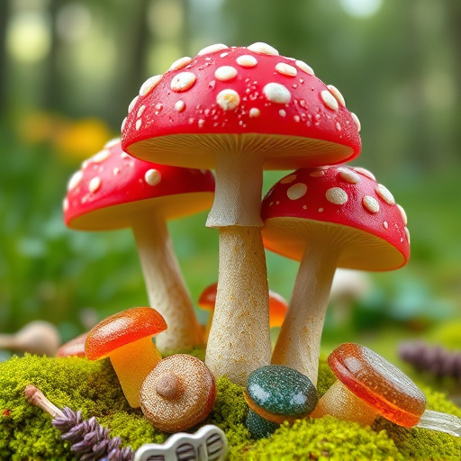Magic Mushroom Gummies with Nature Background