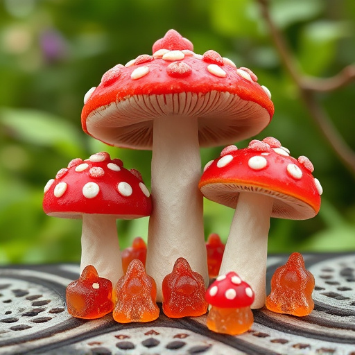 Magic Mushroom Gummies with Nature Background