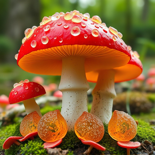 Magic Mushroom Gummies with Nature Background