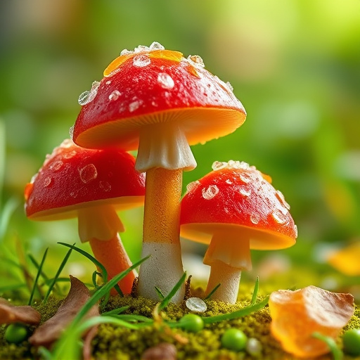 Magic Mushroom Gummies with Nature Background