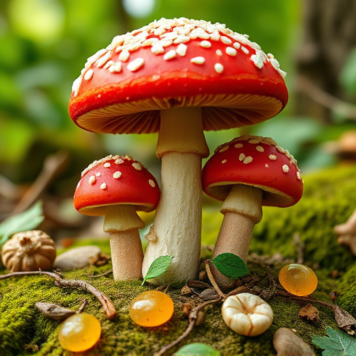 Magic Mushroom Gummies with Nature Background