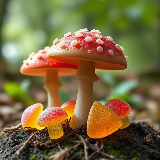 Magic Mushroom Gummies with Nature Background